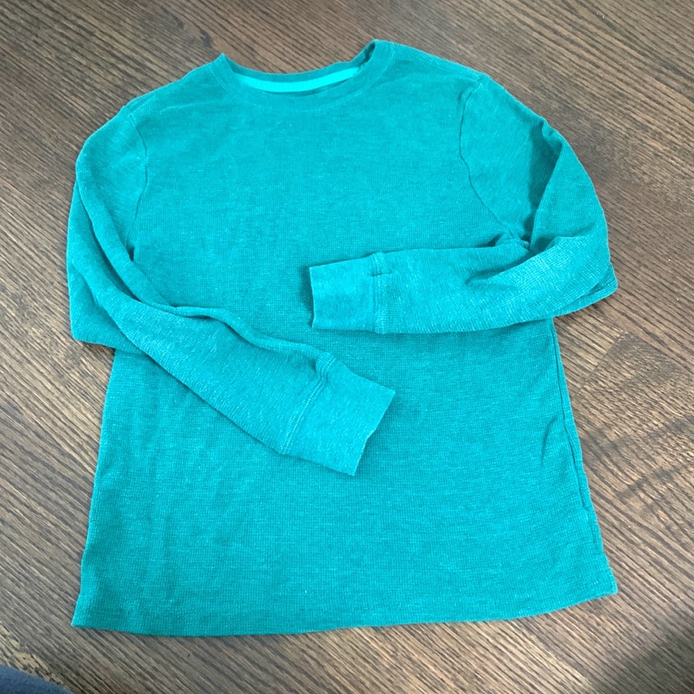 Cat & Jack green thermal long-sleeve t - 10/12